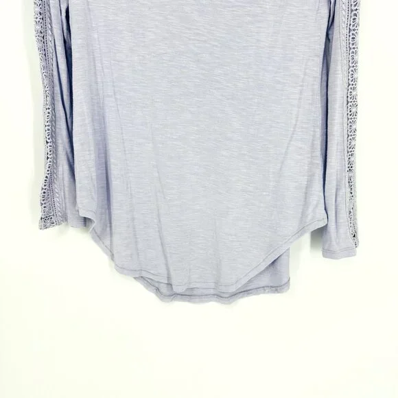 Anthropologie Deletta Light Purple Long Sleeve V-Neck Stretch Crochet Top Size S - Picture 6 of 10